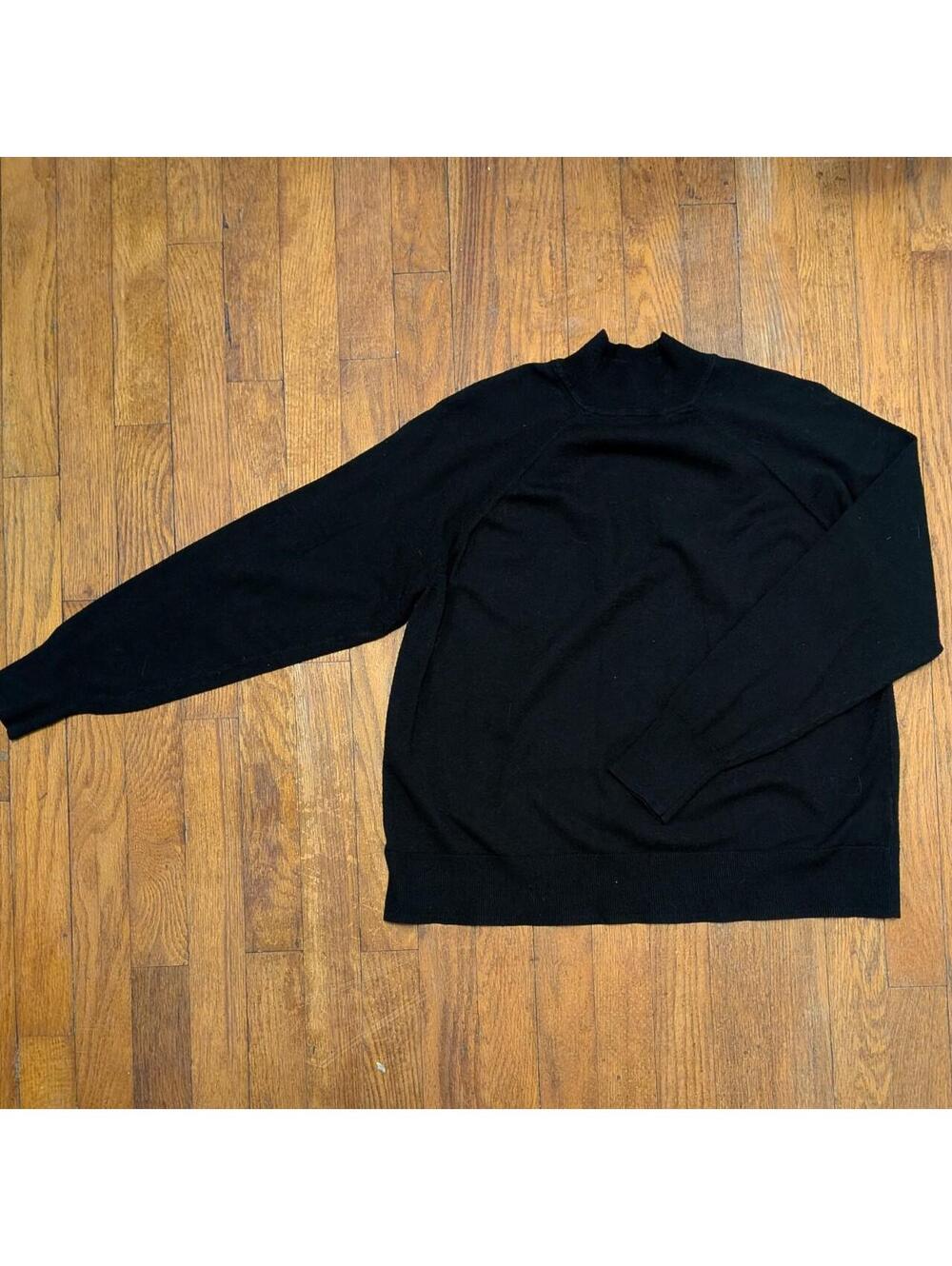 Daily Ritual Black Mock Neck Sweater Fine Knit Long Sleeve Minimalist Large